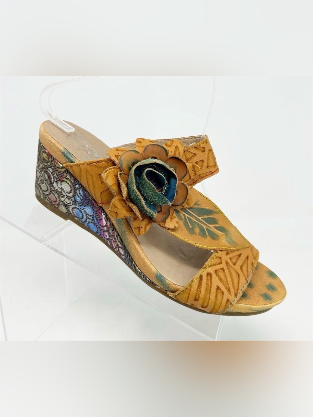 L'Artiste Shayla Women's Floral Slide Slip On Wedge Sandals Size 40 (US 9)